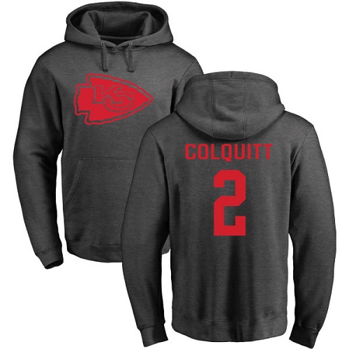 Men Kansas City Chiefs 2 Colquitt Dustin Ash One Color Pullover Hoodie